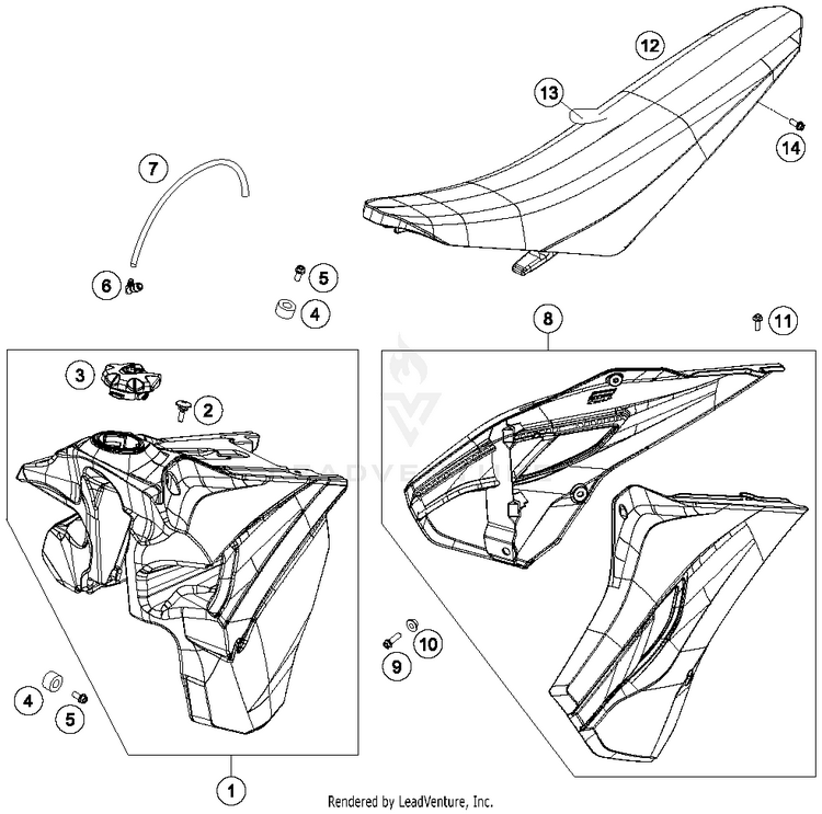 Tank, Seat, Covers FE 250 CHASSIS - 2015 Schematic