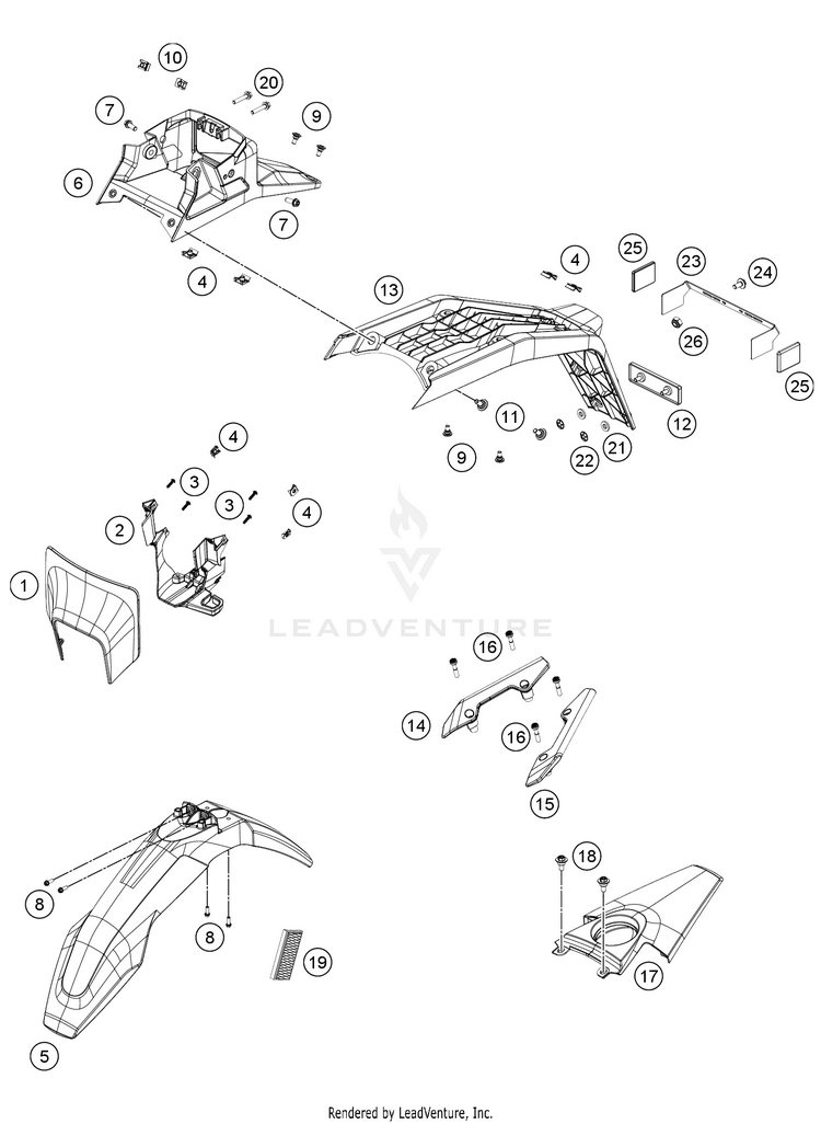 Mask, Fenders 701 ENDURO CHASSIS - 2021 Schematic