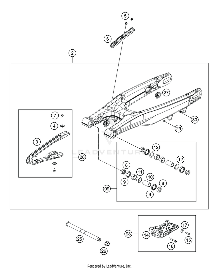 Swing Arm TC 125 CHASSIS - 2020 Schematic