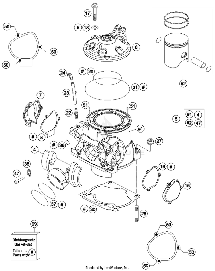 Cylinder, Cylinder Head TE 300 ENGINE - 2014 Schematic