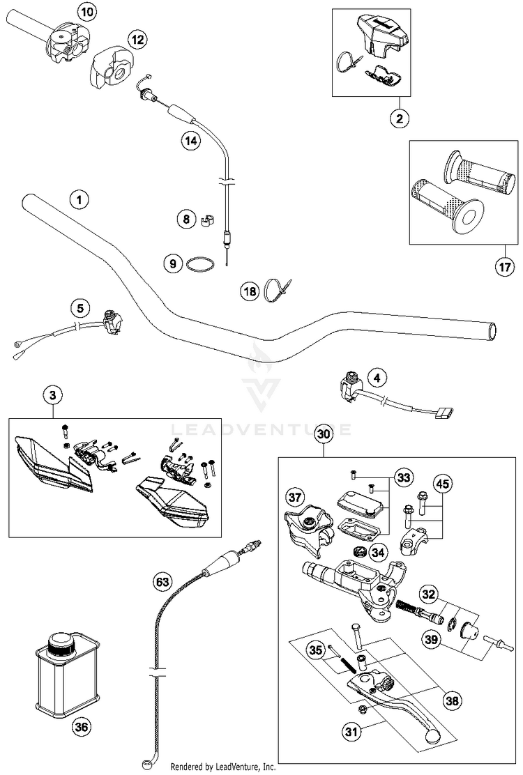 Handlebar, Controls TE 250 CHASSIS - 2015 Schematic
