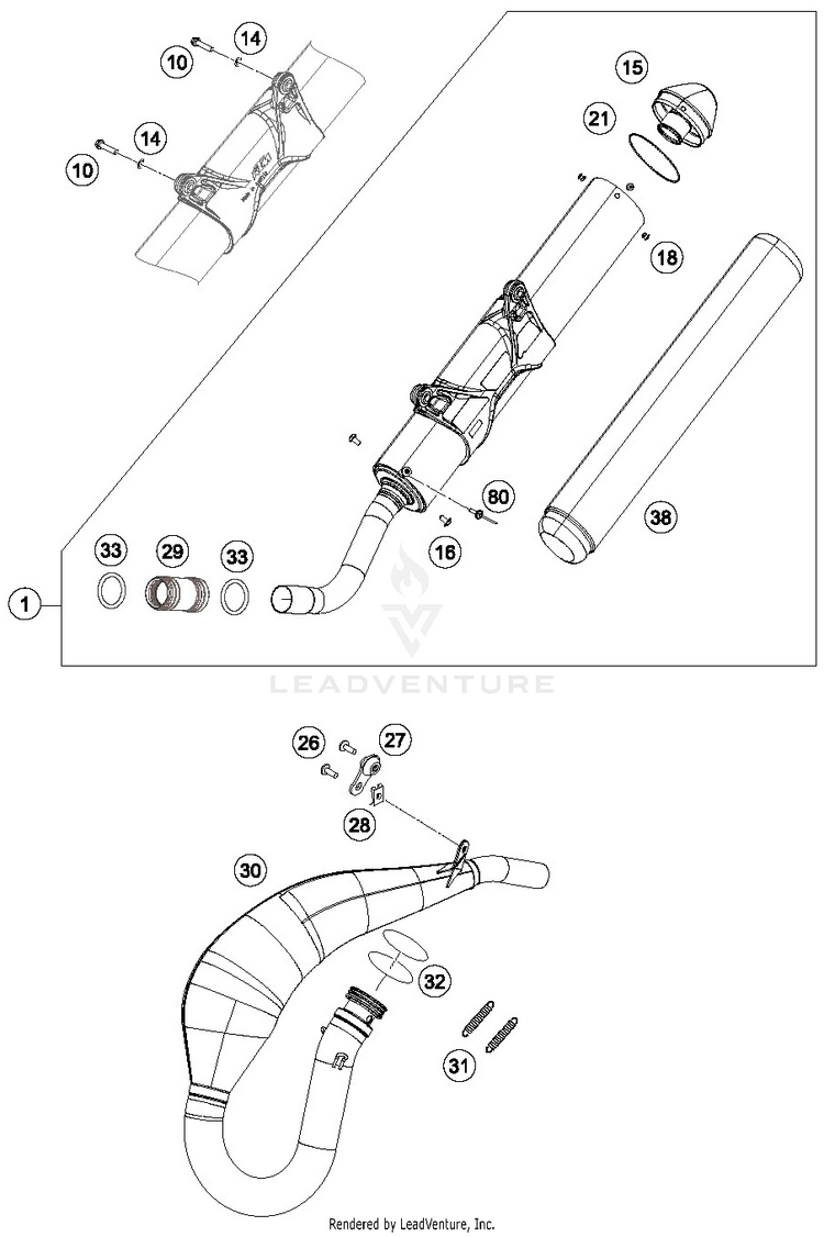 Exhaust System TE 300i CHASSIS - 2019 Schematic
