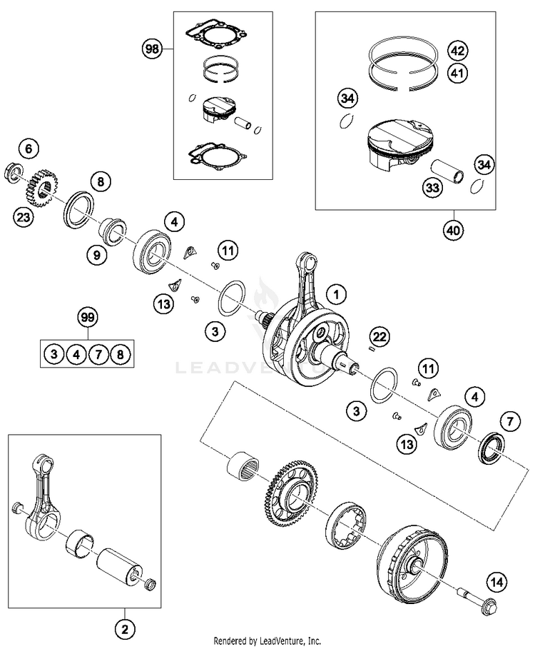 Crankshaft, Piston FE 350S ENGINE - 2016 Schematic
