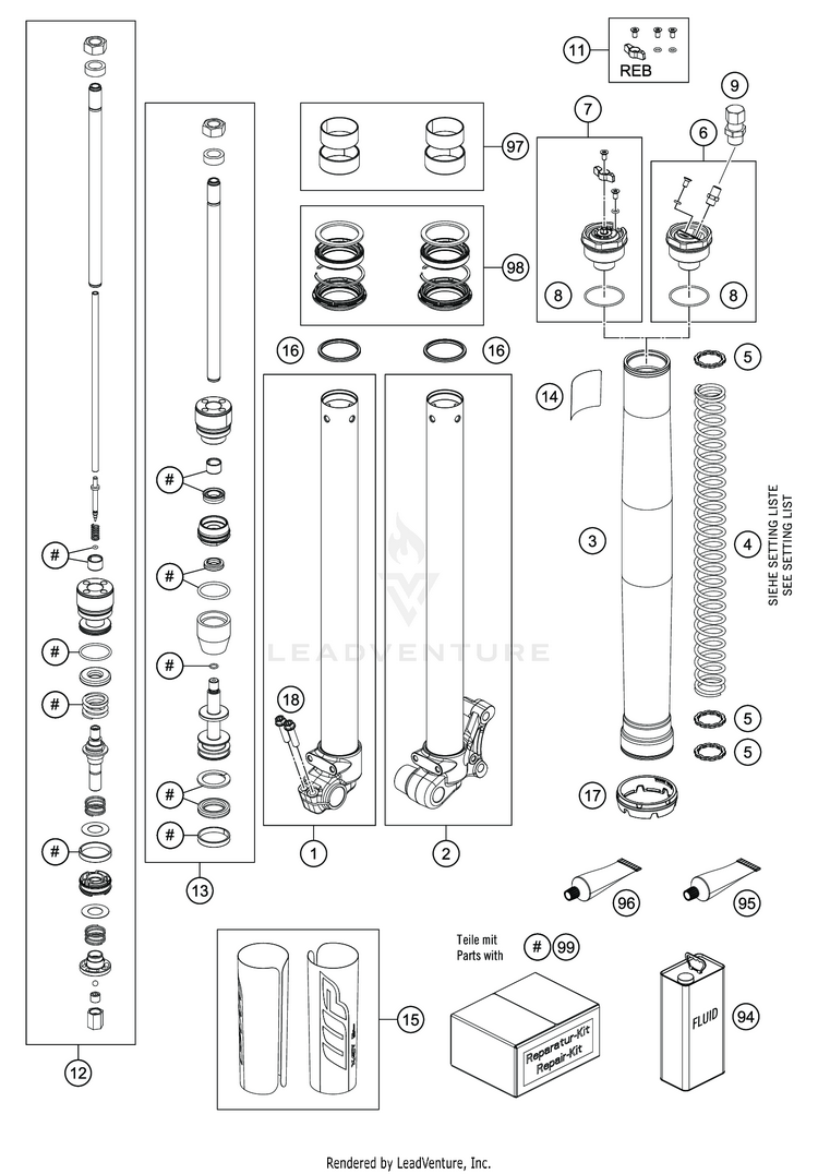 Front Fork Disassembled TC 50 CHASSIS - 2020 Schematic