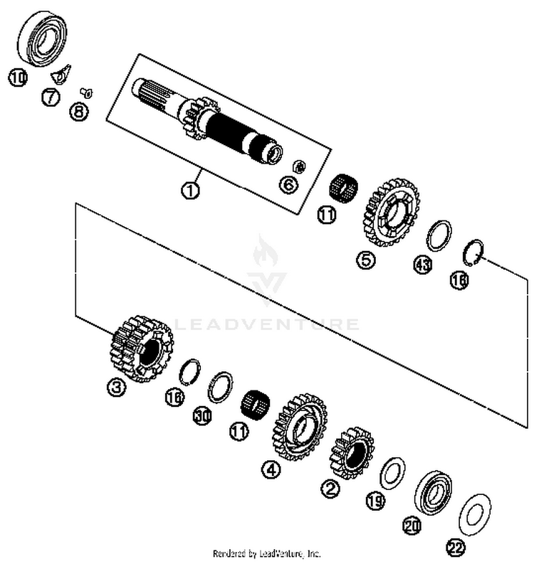 Transmission I - Main Shaft FE 350 ENGINE - 2015 Schematic