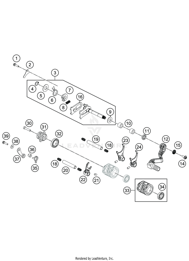 Shiftingmechanism TC 65 ENGINE - 2020 Schematic