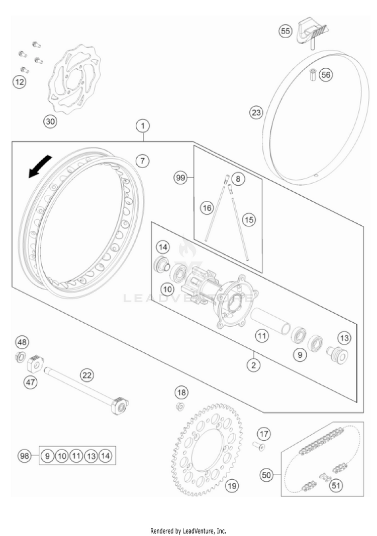 Rear Wheel TC 65 EU CHASSIS - 2022 Schematic