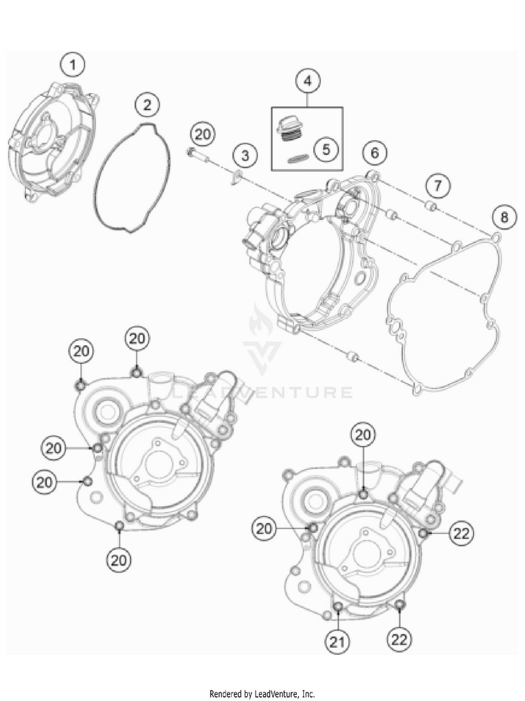Clutch Cover TC 65 Engine - 2022 Schematic