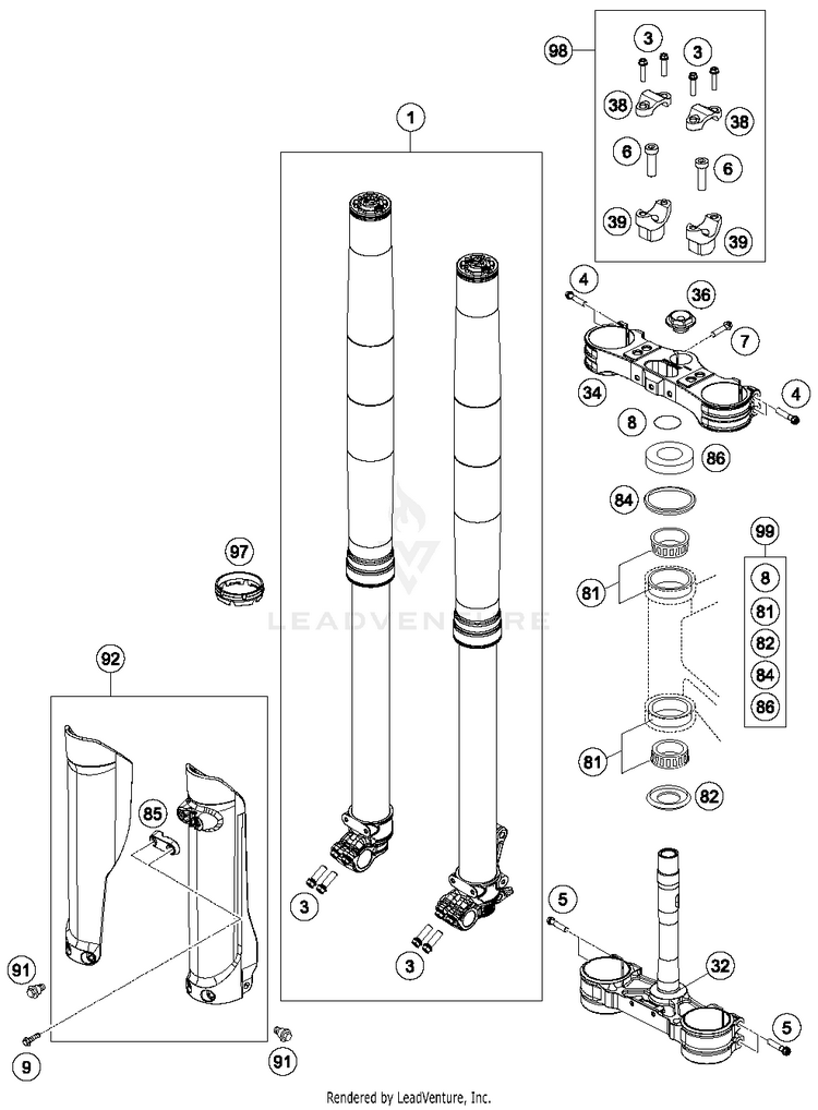 Front Fork, Triple Clamp FE 350S CHASSIS - 2016 Schematic