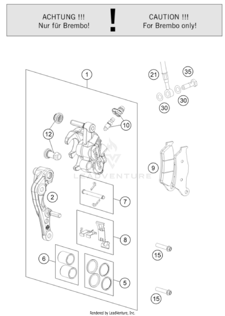 Front Brake Caliper FC 350 CHASSIS - 2025 Schematic