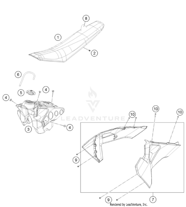 Tank, Seat FX 350 US CHASSIS - 2022 Schematic