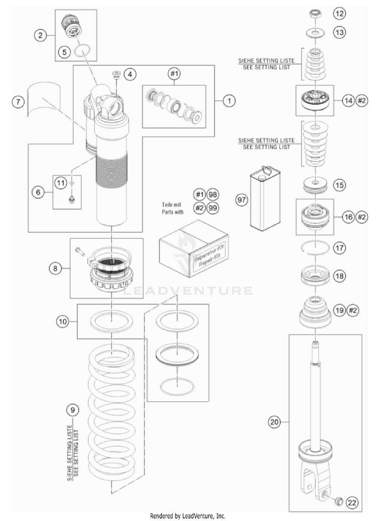 Shock Absorber Disassembled FX 350 US CHASSIS - 2022 Schematic