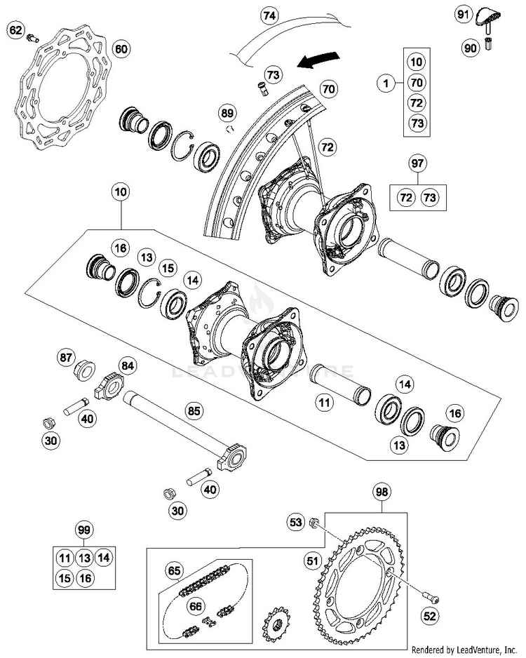 Rear Wheel TC 85 19/16 CHASSIS - 2019 Schematic