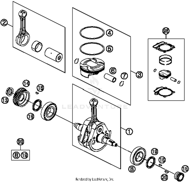 Crankshaft, Piston FC 450 ENGINE - 2014 Schematic