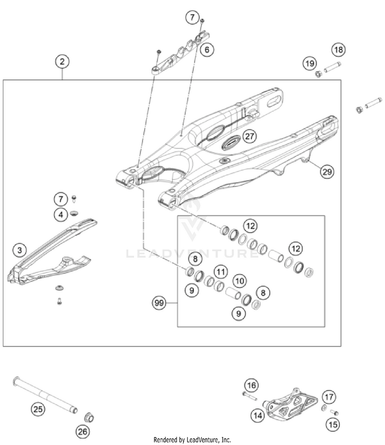 Swing Arm FC 350 CHASSIS - 2023 Schematic