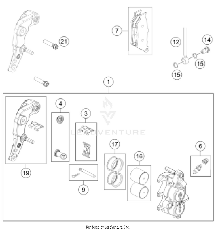 Front Brake Caliper 701 ENDURO CHASSIS - 2023 Schematic