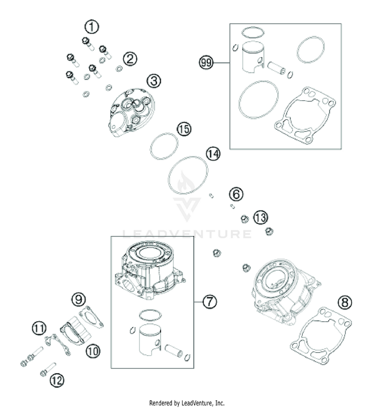 Cylinder, Cylinder Head TC 50 ENGINE - 2020 Schematic