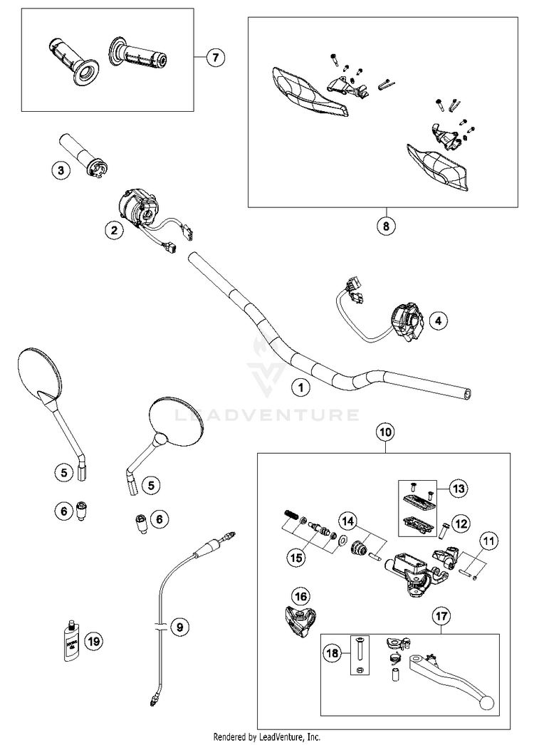 Handlebar, Controls 701 SUPERMOTO CHASSIS - 2016 Schematic
