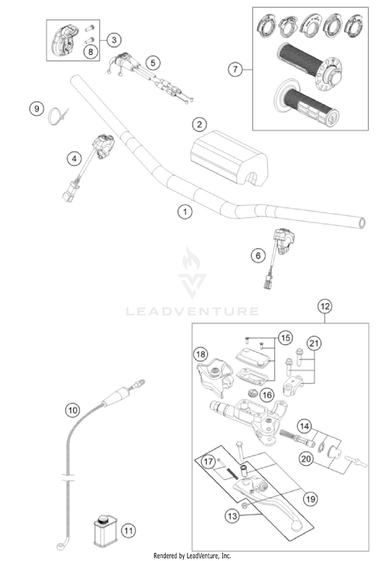 Handlebar, Controls TC 250 CHASSIS - 2025 Schematic
