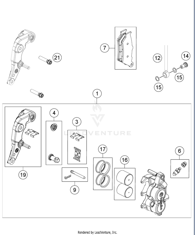 Front Brake Caliper 701 ENDURO CHASSIS - 2021 Schematic