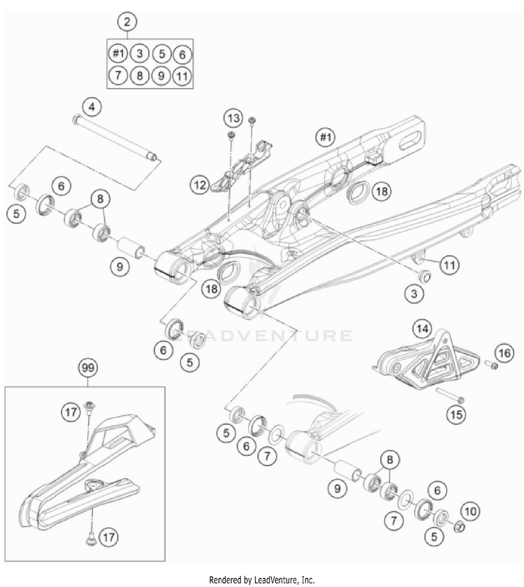 Swing Arm TC 85 19/16 CHASSIS - 2024 Schematic