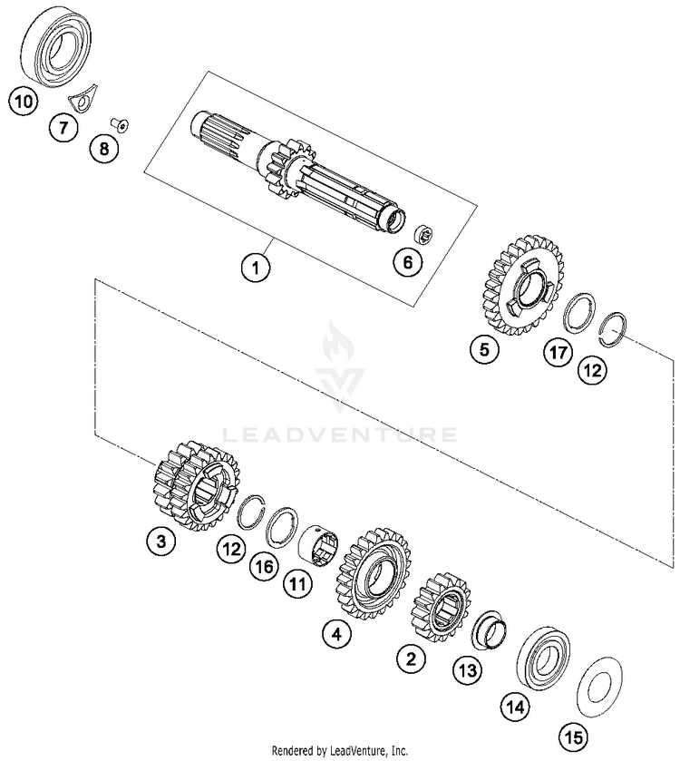 Transmission I - Main Shaft FE 250 ENGINE - 2015 Schematic