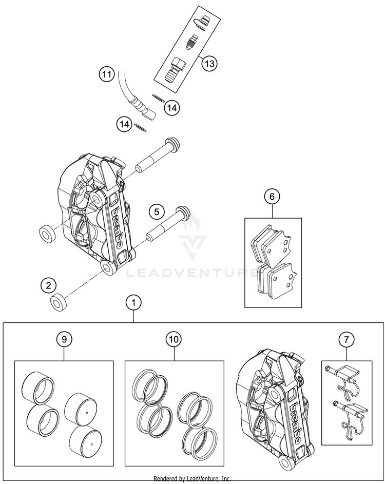 Front Brake Caliper 701 SUPERMOTO CHASSIS - 2019 Schematic
