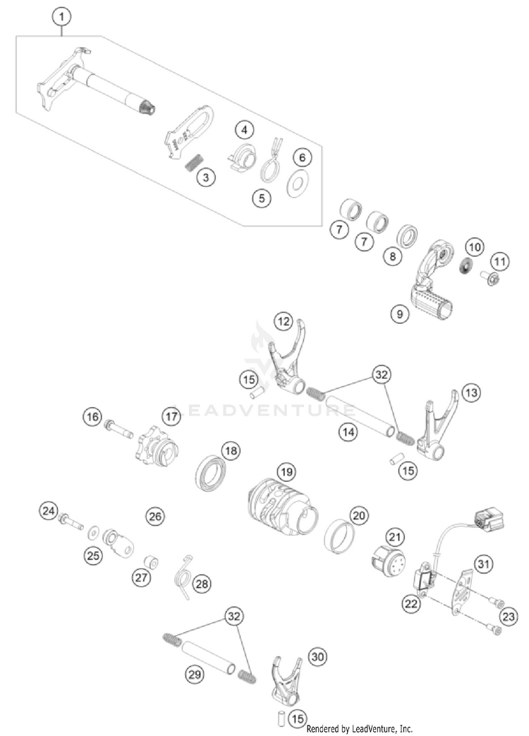 Shifting Mechanism FX 350 ENGINE - 2025 Schematic