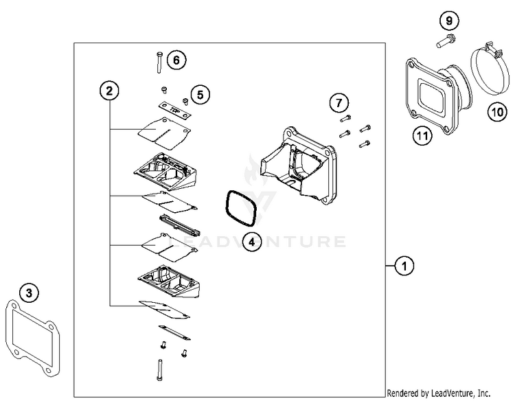 Reed Valve Case TE 250 ENGINE - 2014 Schematic