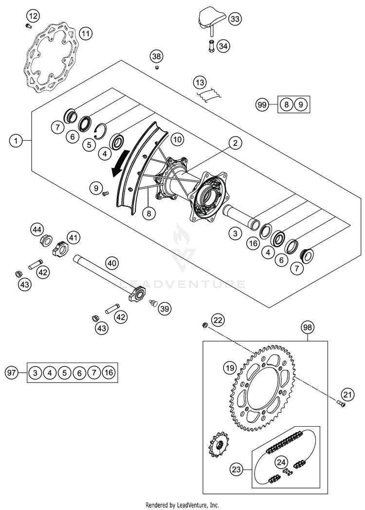 Rear Wheel FE 350s CHASSIS - 2020 Schematic