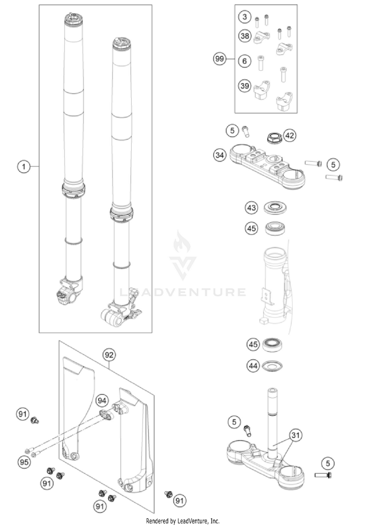 Front Fork, Triple Clamp TC 65 CHASSIS - 2025 Schematic
