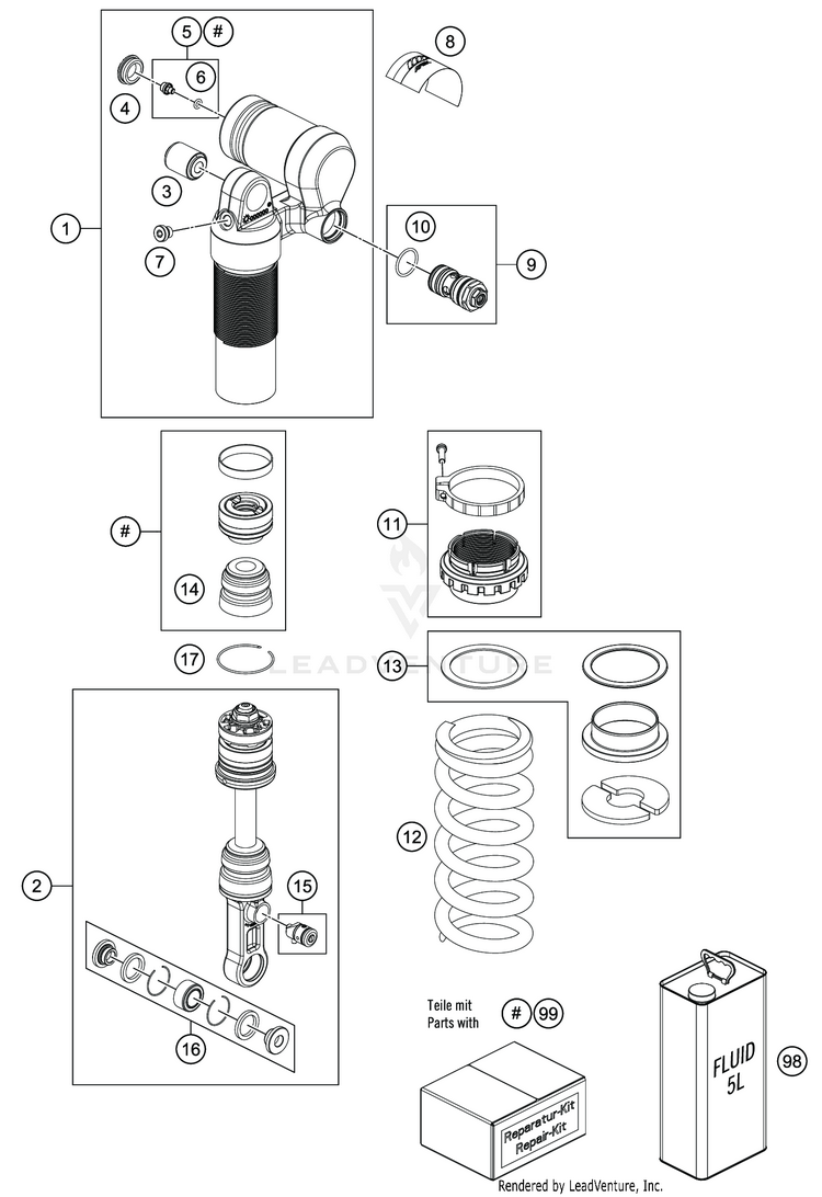 Shock Absorber Disassembled 701 SUPERMOTO CHASSIS - 2020 Schematic