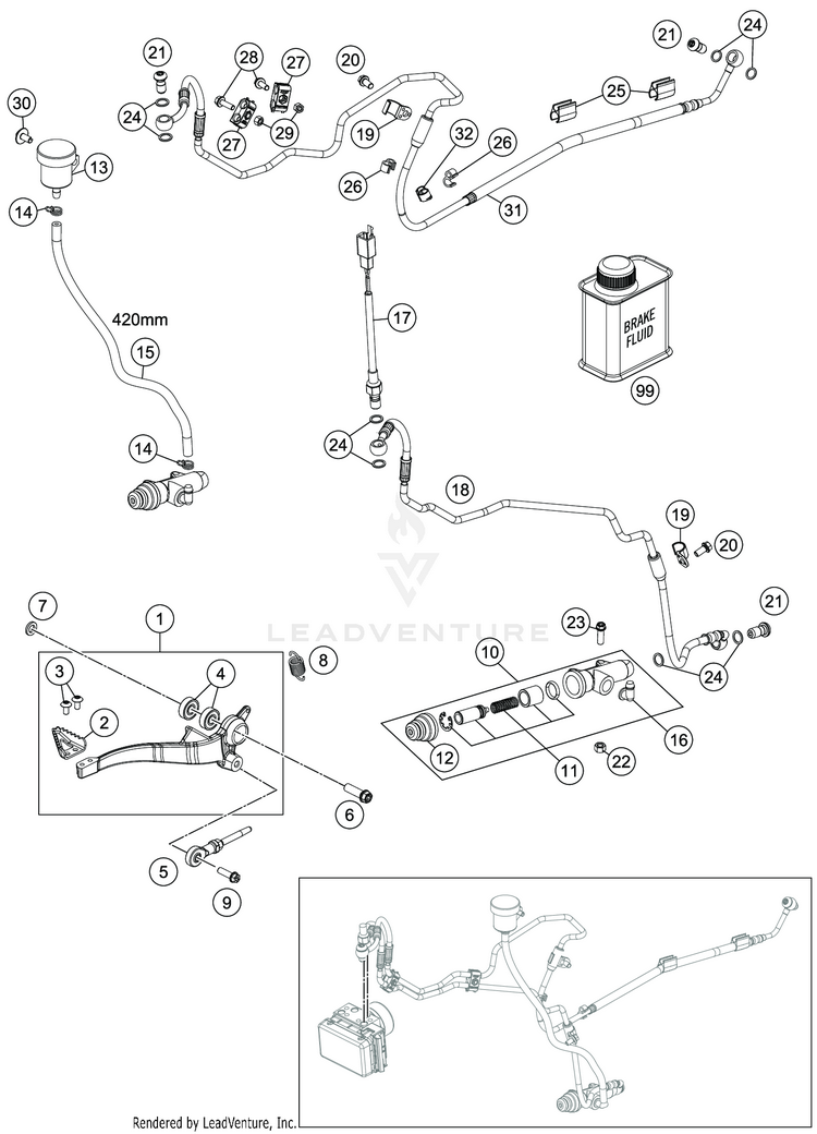Rear Brake Control 701 SUPERMOTO CHASSIS - 2020 Schematic