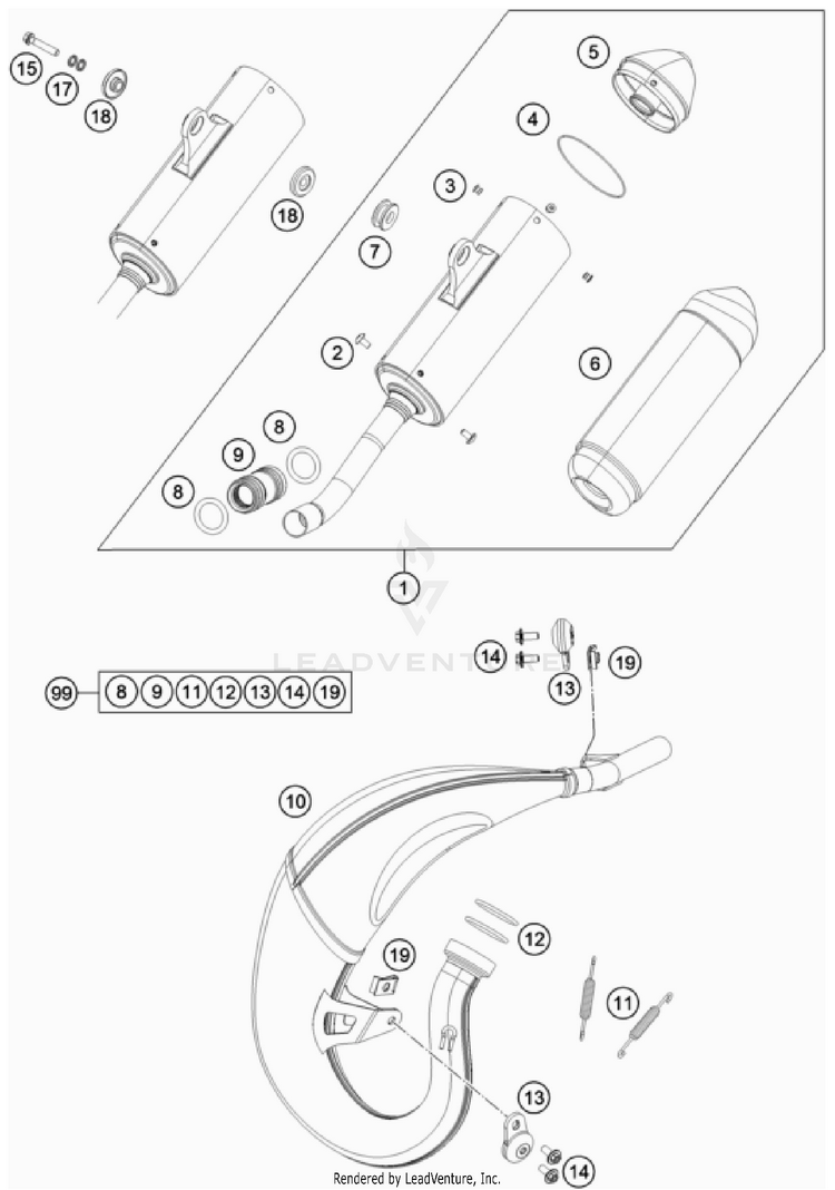 Exhaust System TC 85 17/14 CHASSIS - 2023 Schematic
