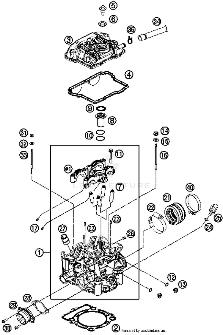 Cylinder Head FC 350 ENGINE - 2014 Schematic
