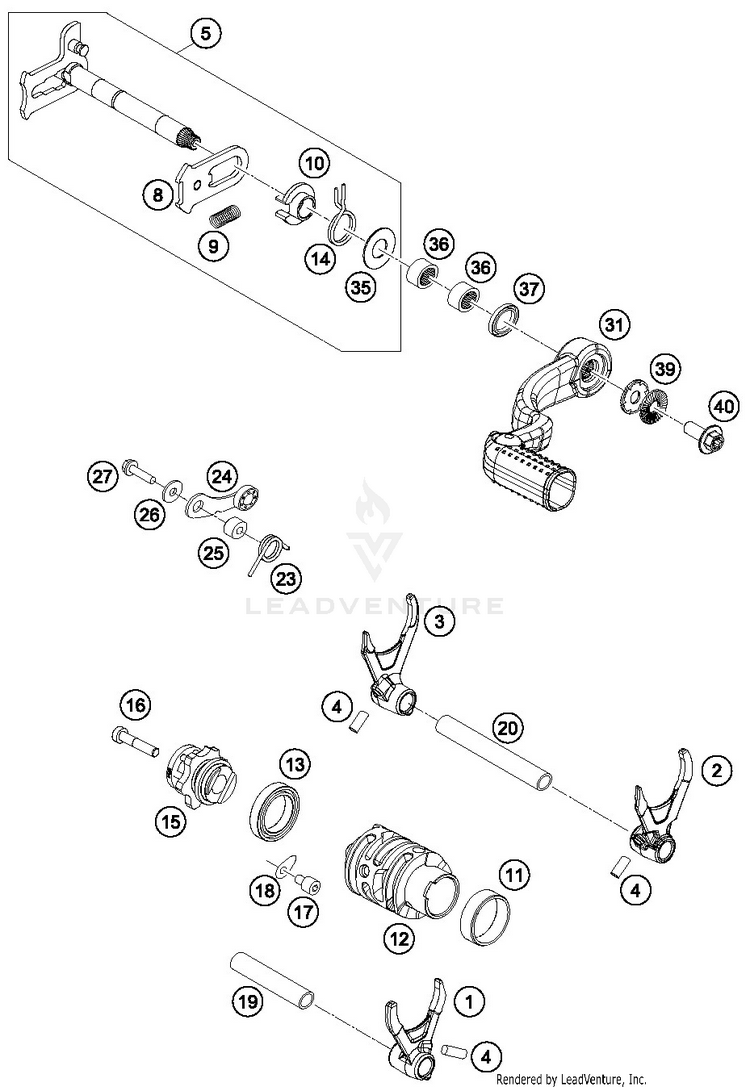 Shiftingmechanism TE 300i ENGINE - 2019 Schematic