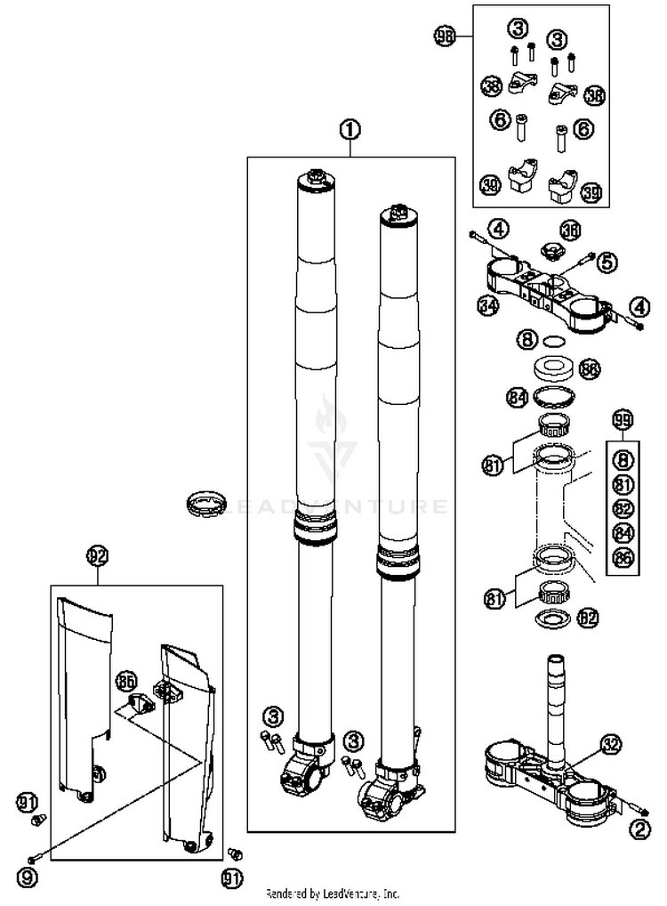 Front Fork, Triple Clamp TC 125 CHASSIS - 2014 Schematic