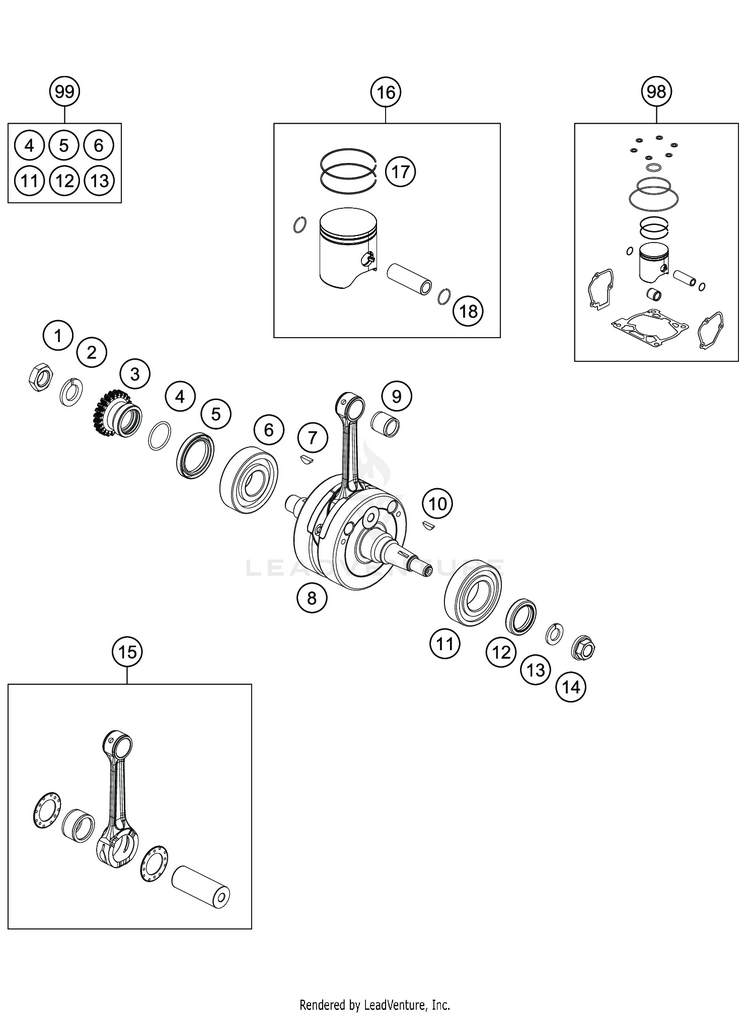 Crankshaft, Piston TC 125 ENGINE - 2020 Schematic
