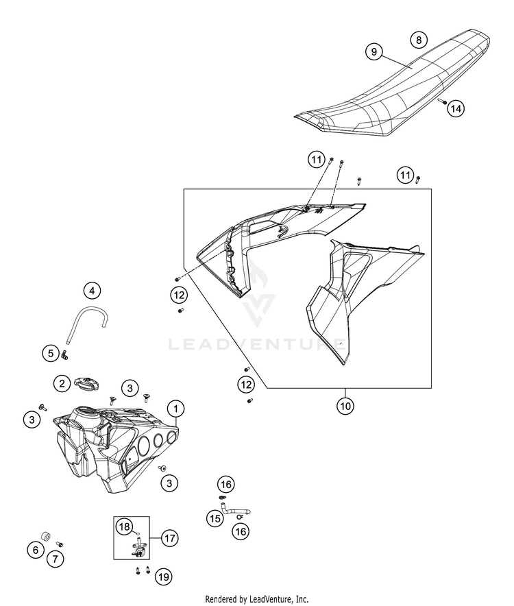 Tank, Seat TC 125 CHASSIS - 2020 Schematic
