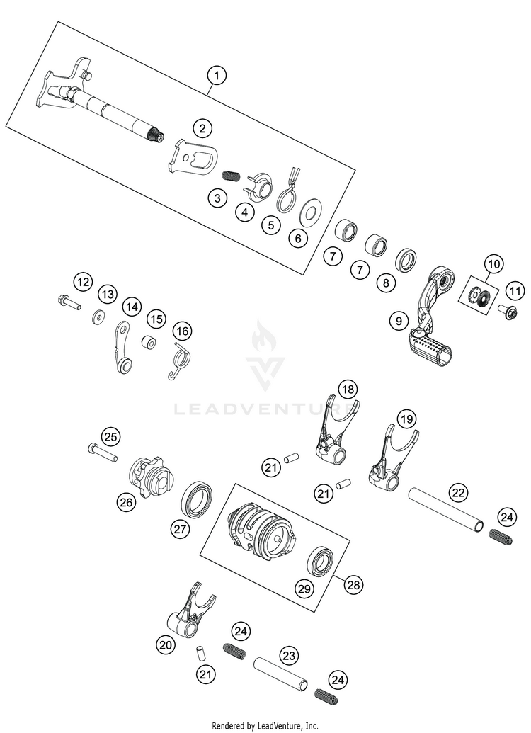 Shifting Mechanism TC 125 ENGINE - 2020 Schematic