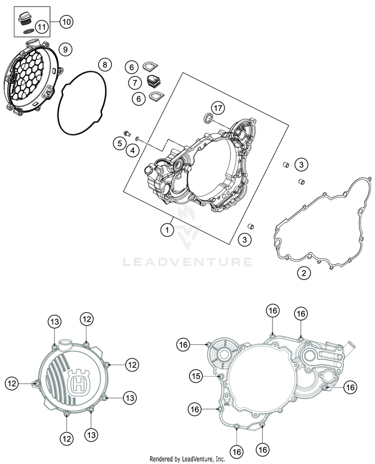 Clutch Cover TC 250 Engine - 2021 Schematic