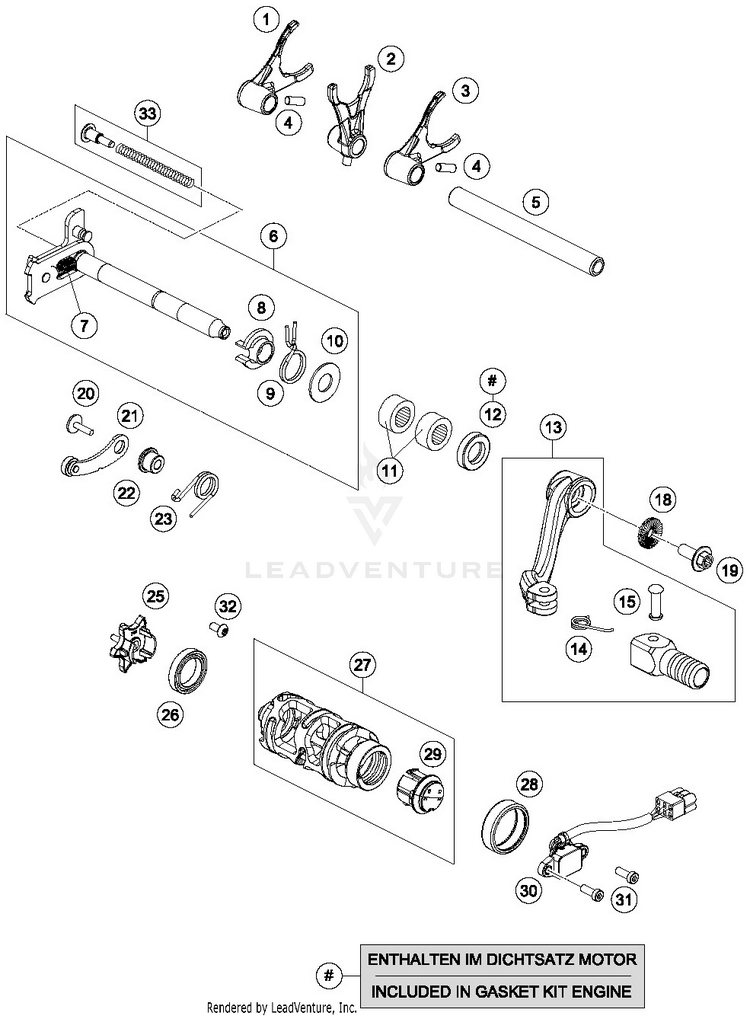 Shifting Mechanism 701 SUPERMOTO ENGINE - 2018 Schematic