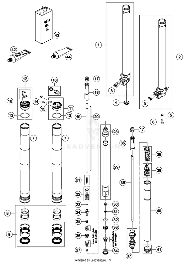 Front Fork Disassembled TC 85 CHASSIS - 2018 Schematic
