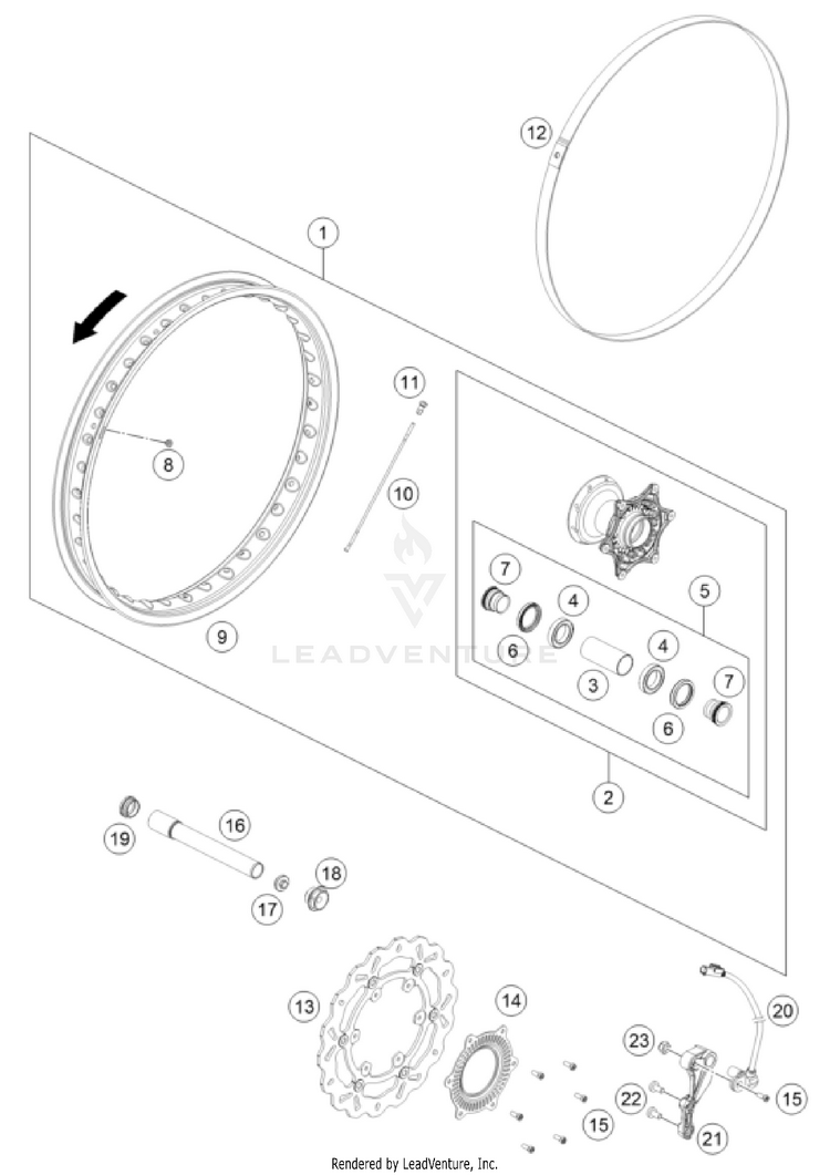 Front Wheel 701 ENDURO CHASSIS - 2023 Schematic