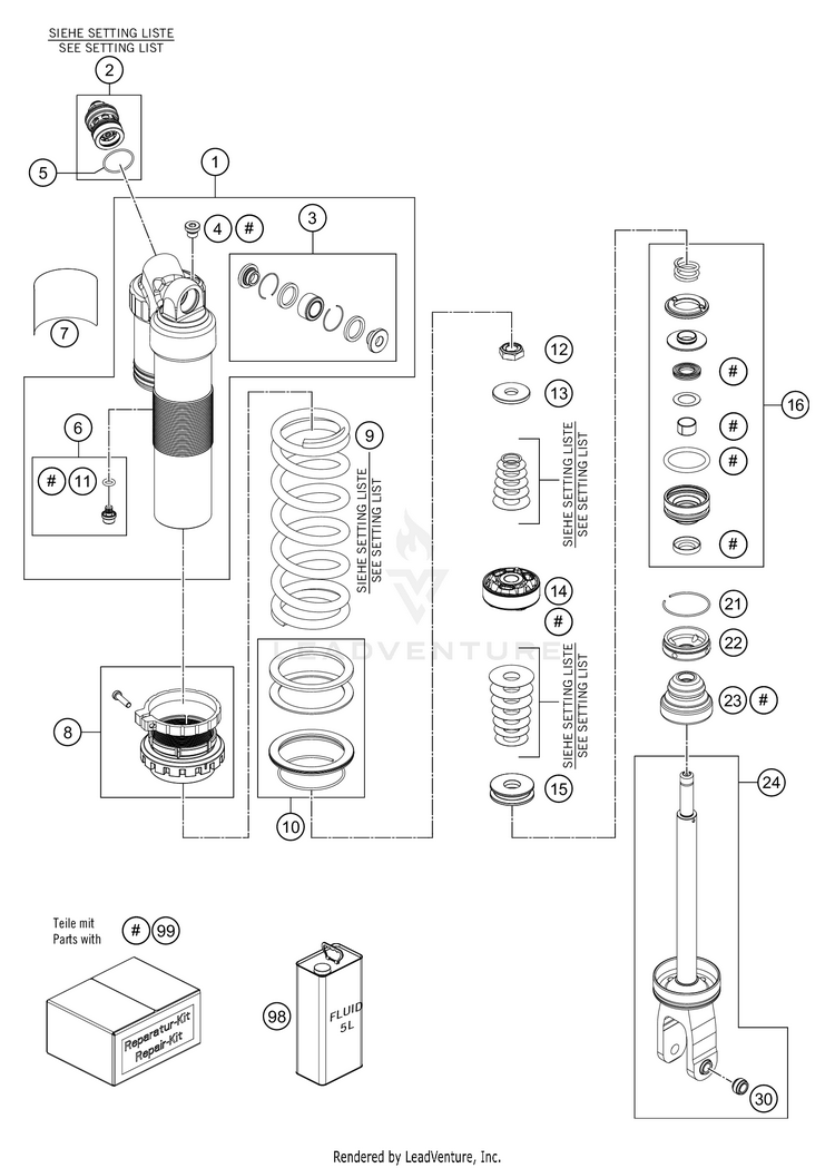Shock Absorber Disassembled FE 350s CHASSIS - 2021 Schematic