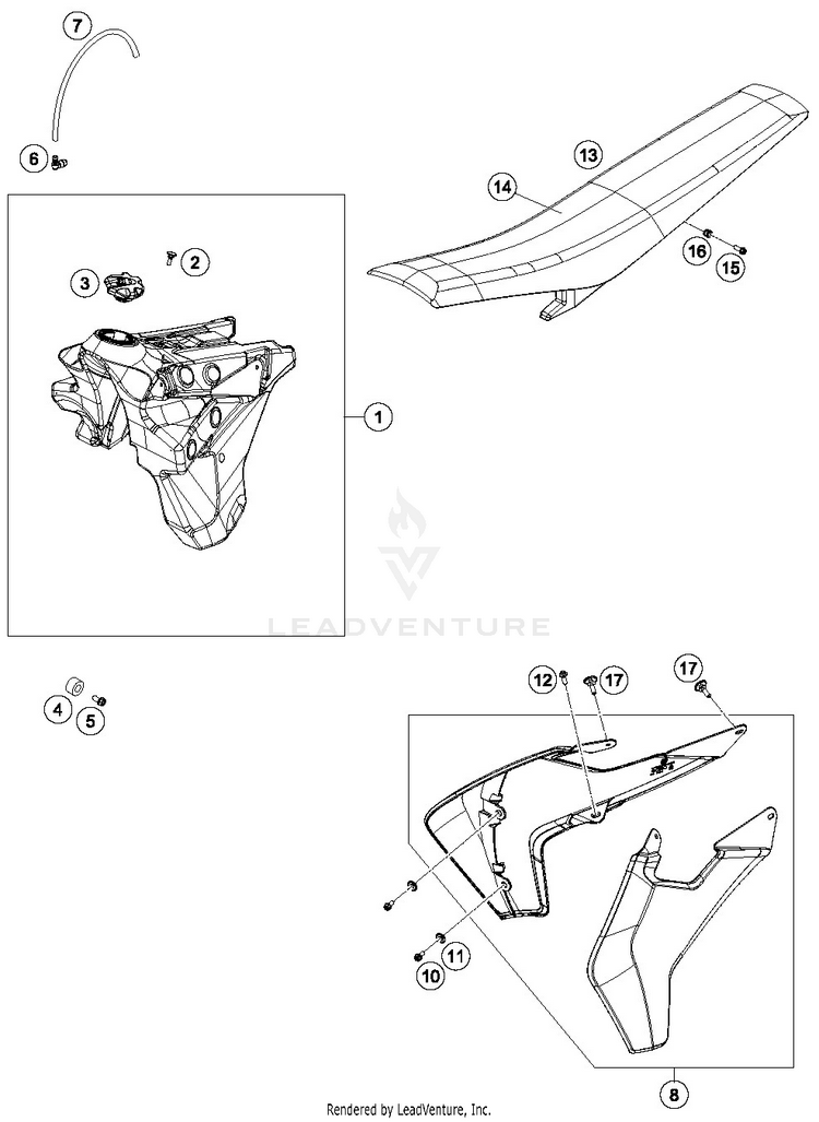 Tank, Seat TE 300i CHASSIS - 2019 Schematic