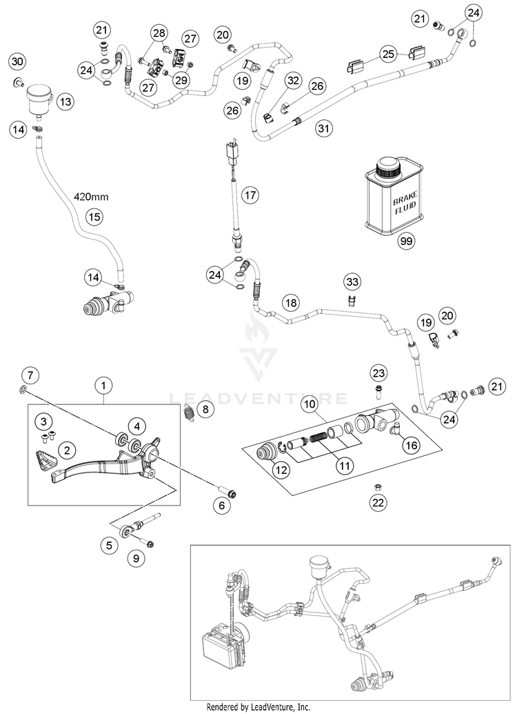 Rear Brake Control 701 ENDURO CHASSIS - 2021 Schematic