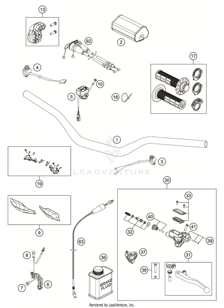 Handlebar, Controls FC 350 CHASSIS - 2019 Schematic