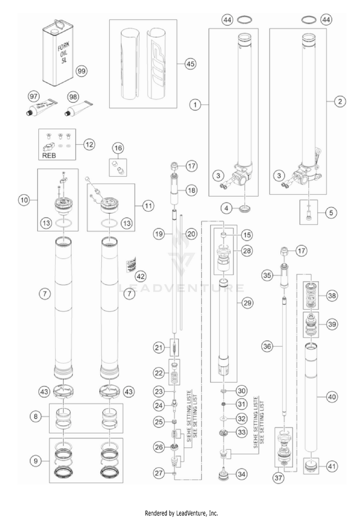 Front Fork Disassembled TC 85 17/14 EU CHASSIS - 2022 Schematic