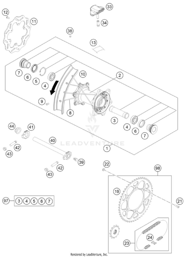 Rear Wheel FC 250 ROCKSTAR EDITION US CHASSIS - 2022 Schematic